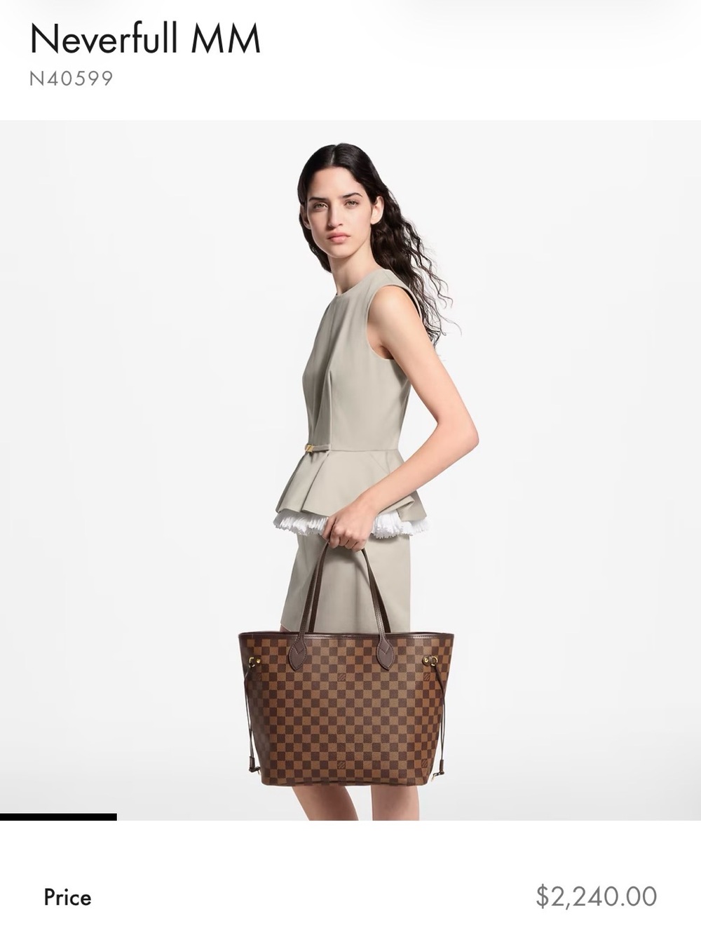 Louis Vuitton Damier Ebene Brown Tote with Red Stripe Interior punch not include